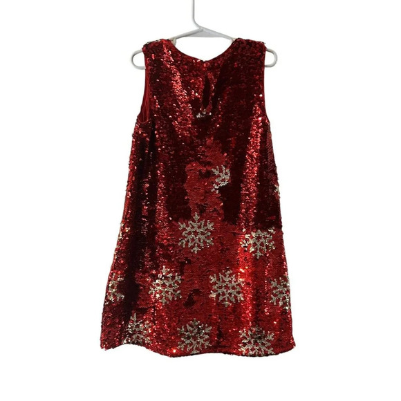 Cat & Jack Christmas Holiday Sequin Girls Dress Small 6 Sleeveless Red Gold - Picture 2 of 6